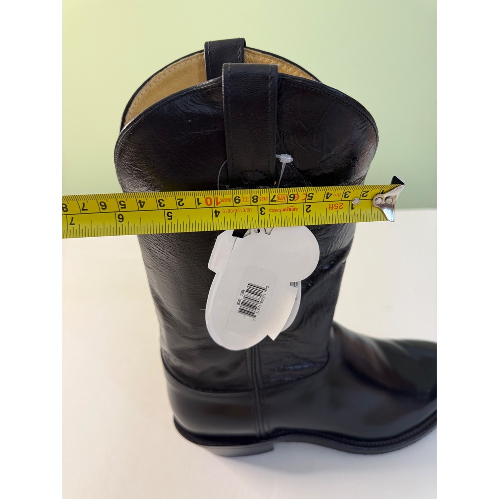 NEW Justin Mens 12 wide Black Leather Western Cowboy Boots country USA - Picture 10 of 11